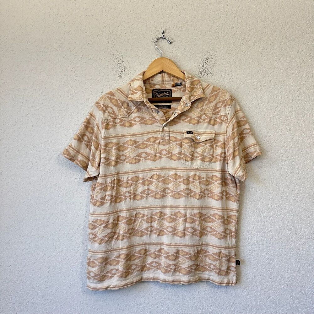 HOWLER BROTHERS Ranchero Jacquard Polo Shirt Taki Brown Rice Preppy